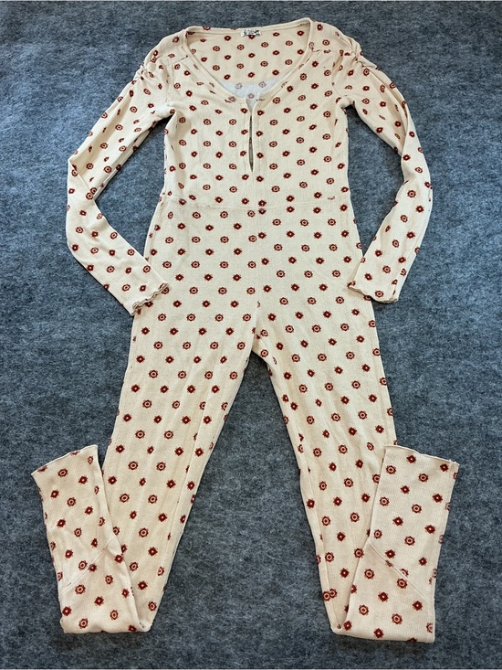 Free People Other - Free People Cream Floral Thermal Pajama One-Piece Size XS